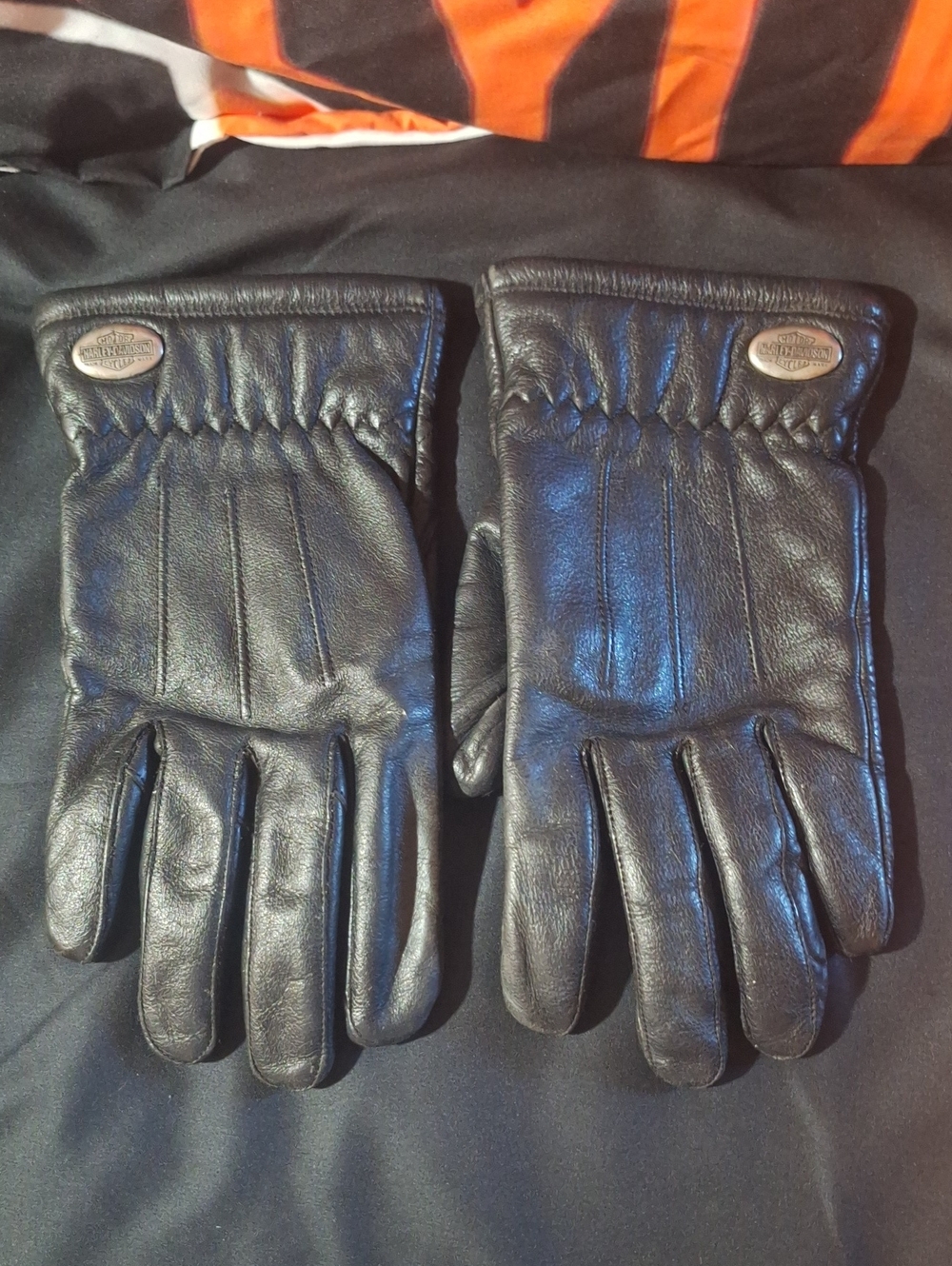 Harley Davidson Black Leather Men’s Gloves Touch Screen